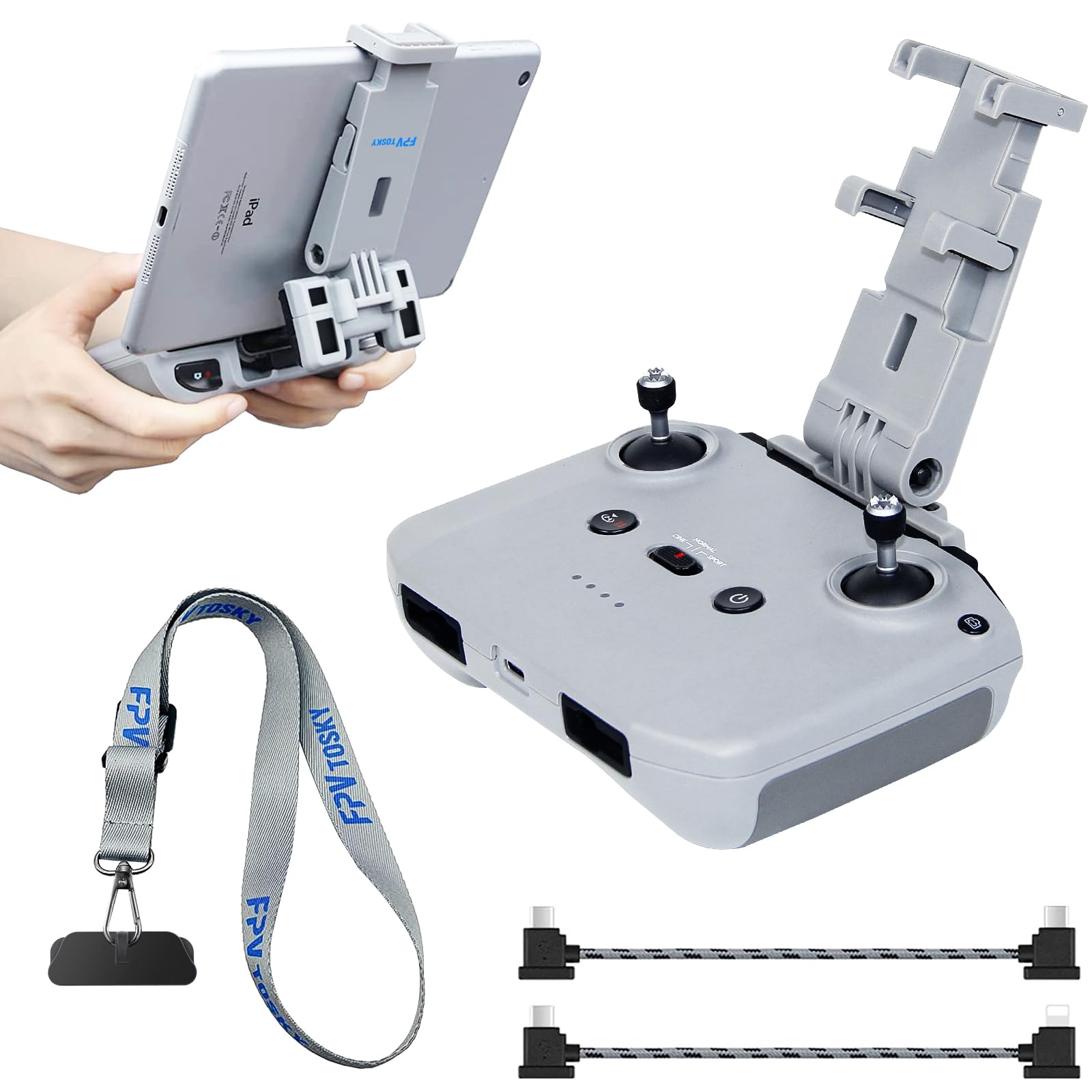 No Disassembly Tablet Holder For Dji Flip/Neo/Mini 4K/ Mini 2 Se/Air 3/ Mini 3/ Mini 4 Pro, 7 12 Inch Foldable Ipad Mount Holder Pack Of Lanyard And 2 Cables, Dji Rc N1/Rc N2/Rc N3 Accessories